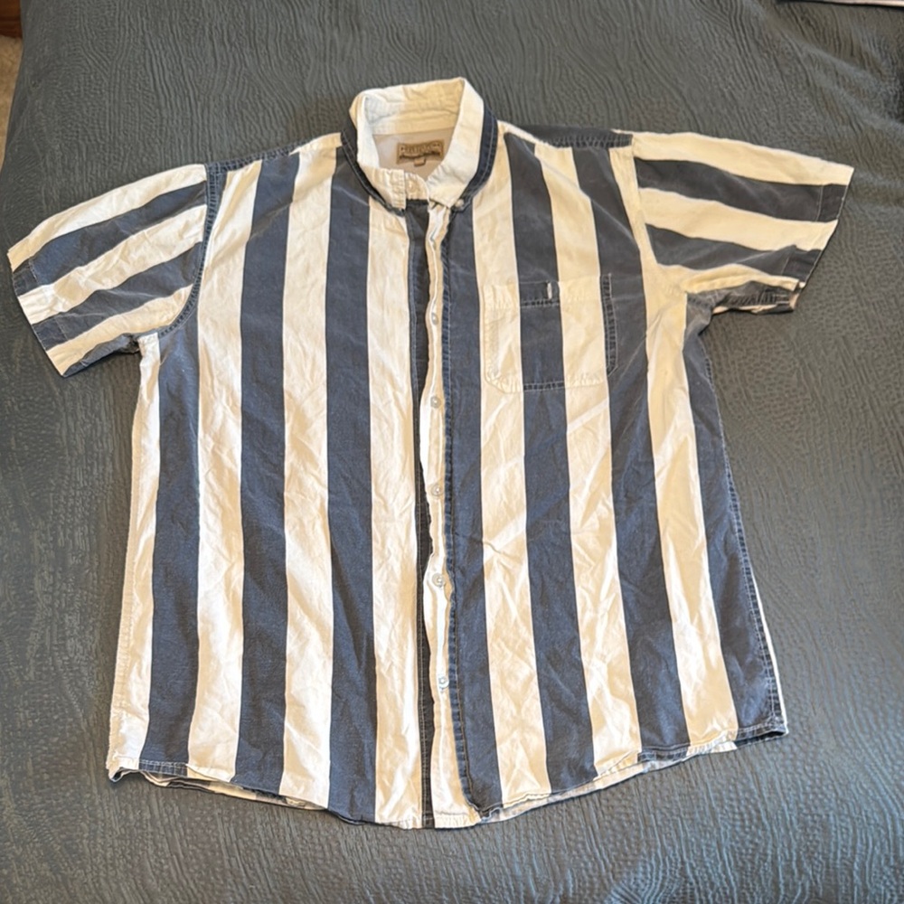 Striped Men's Shirt in Blue and White